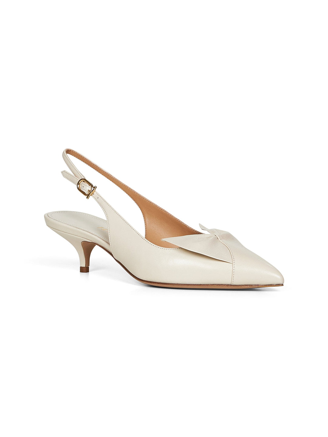 Ferragamo Women Ivory Nappa Leather Bow Slingback Pumps