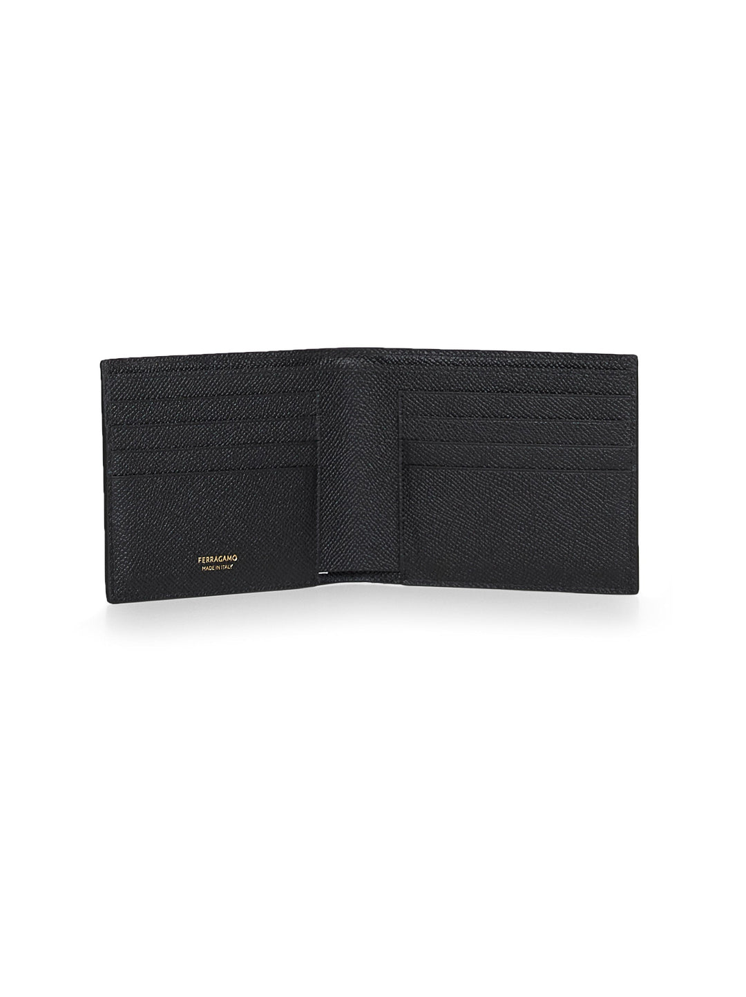 Ferragamo Men Black Hammered Calfskin Gancini Wallet
