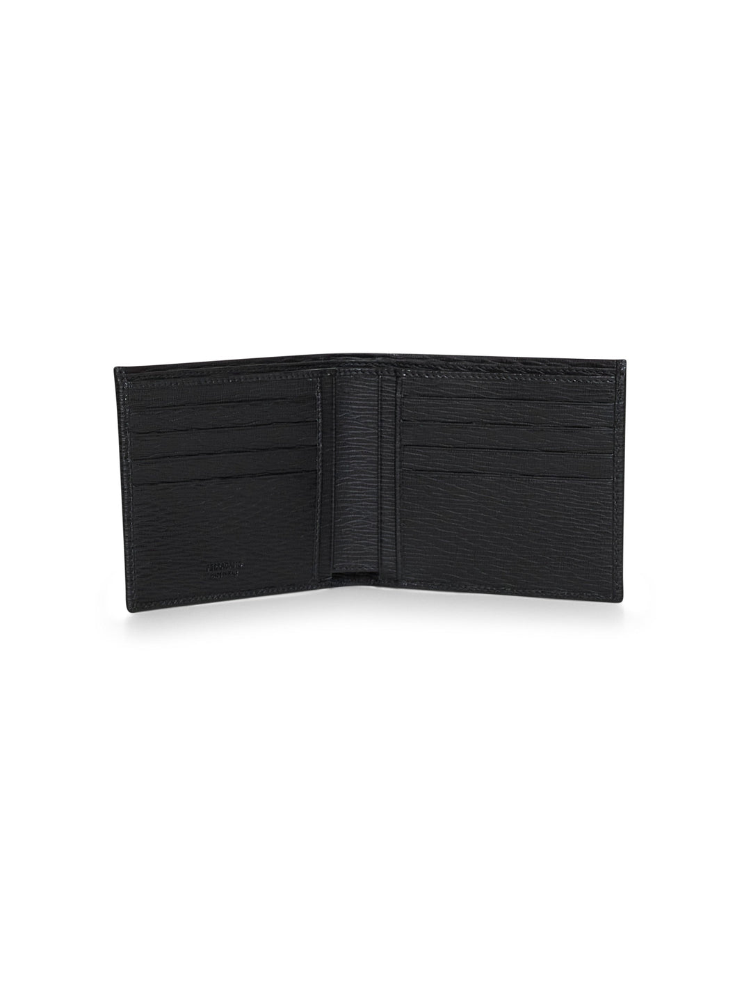 Ferragamo Men Black Hammered Calfskin Gancini Wallet