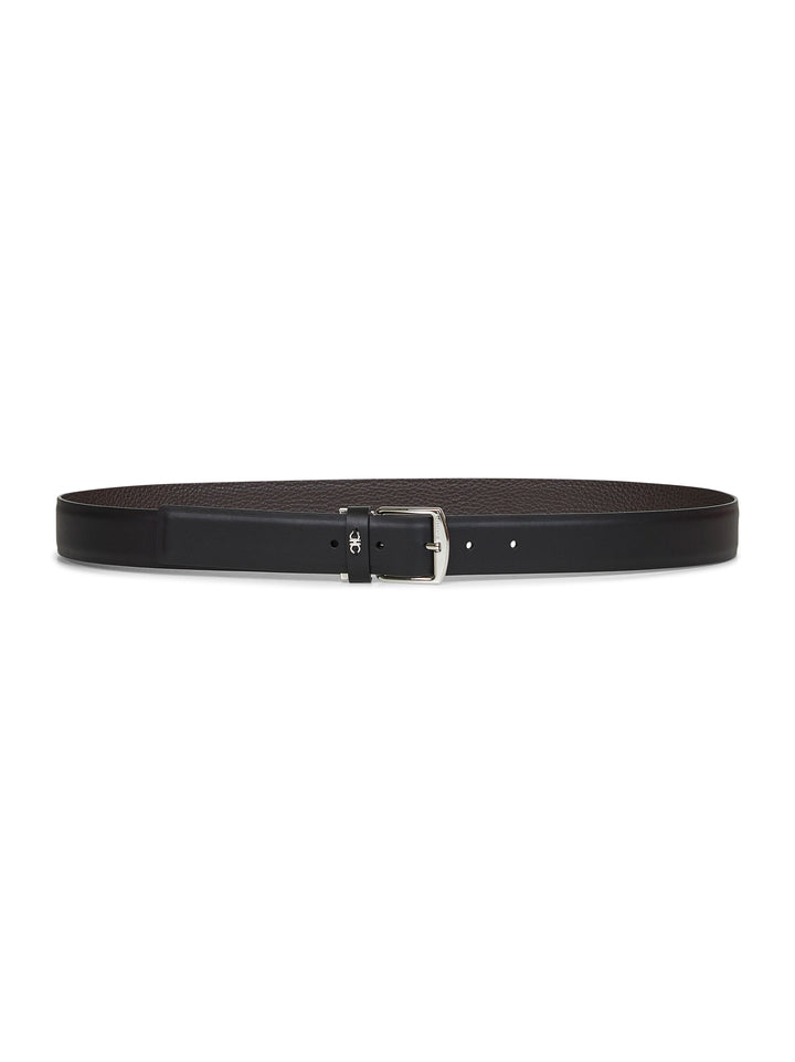Ferragamo Men Black Leather Reversible Belt