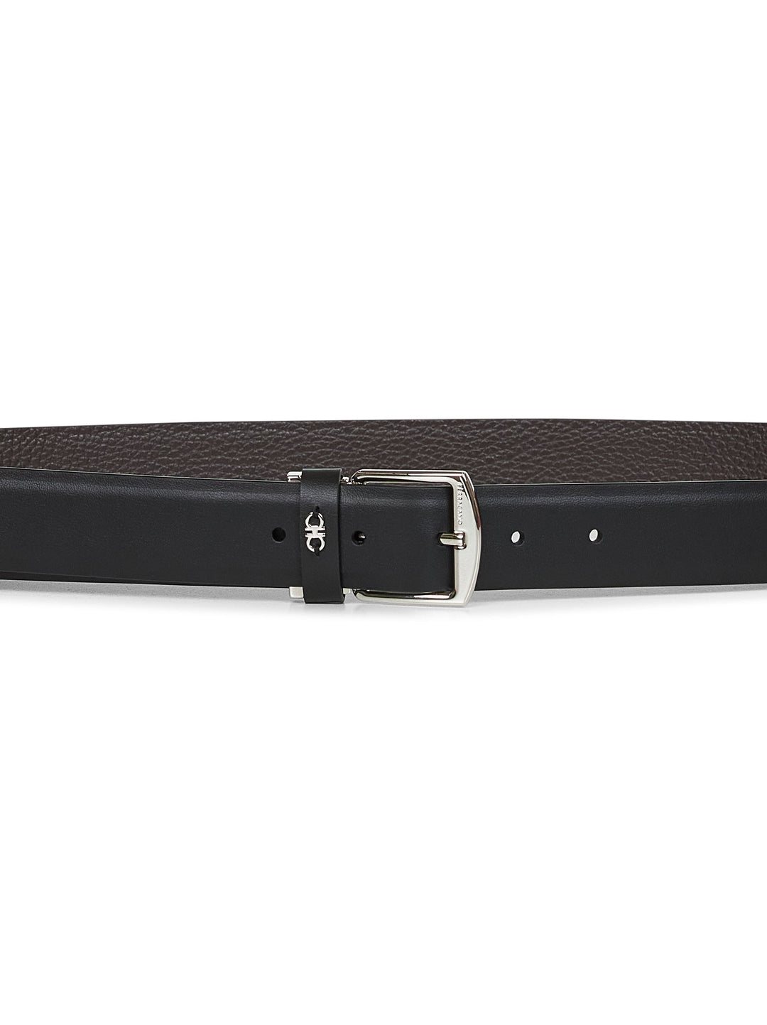 Ferragamo Men Black Leather Reversible Belt