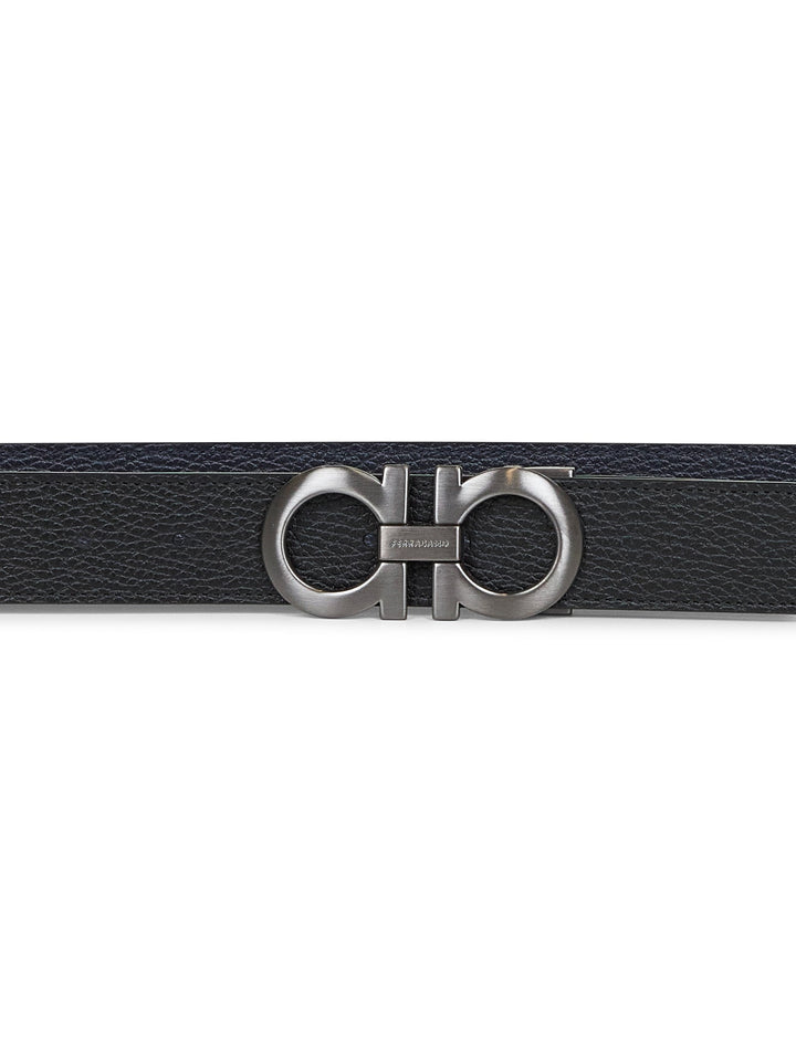 Ferragamo Men Black Leather Reversible Gancini Belt