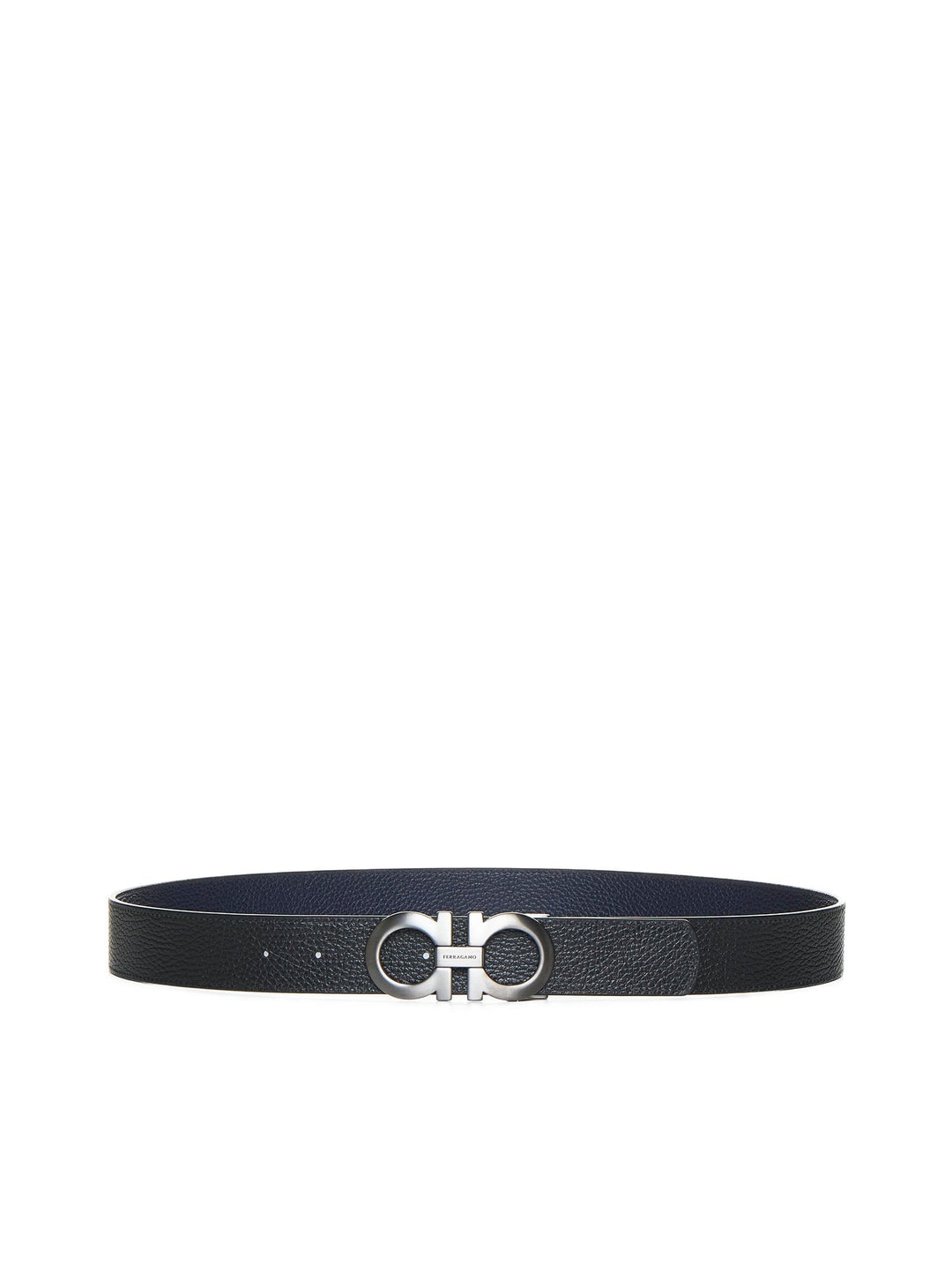 Ferragamo Men Black Leather Reversible Gancini Belt