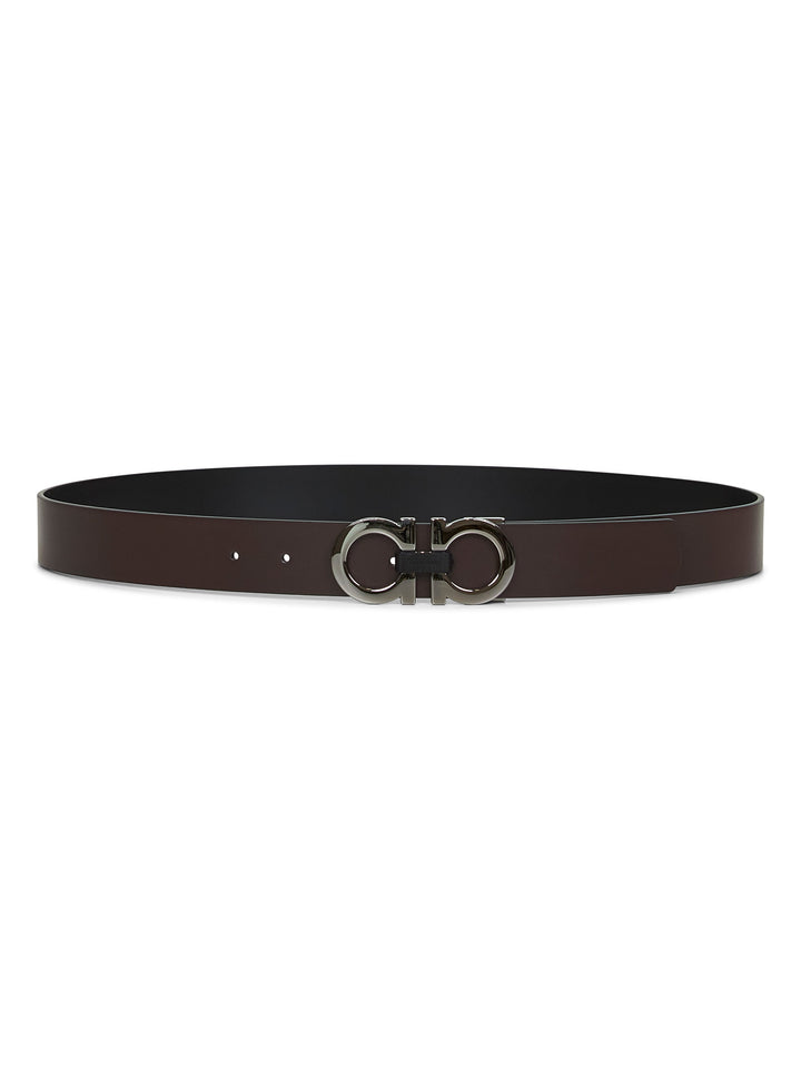 Ferragamo Men Dark Brown Gancini Reversible Belt