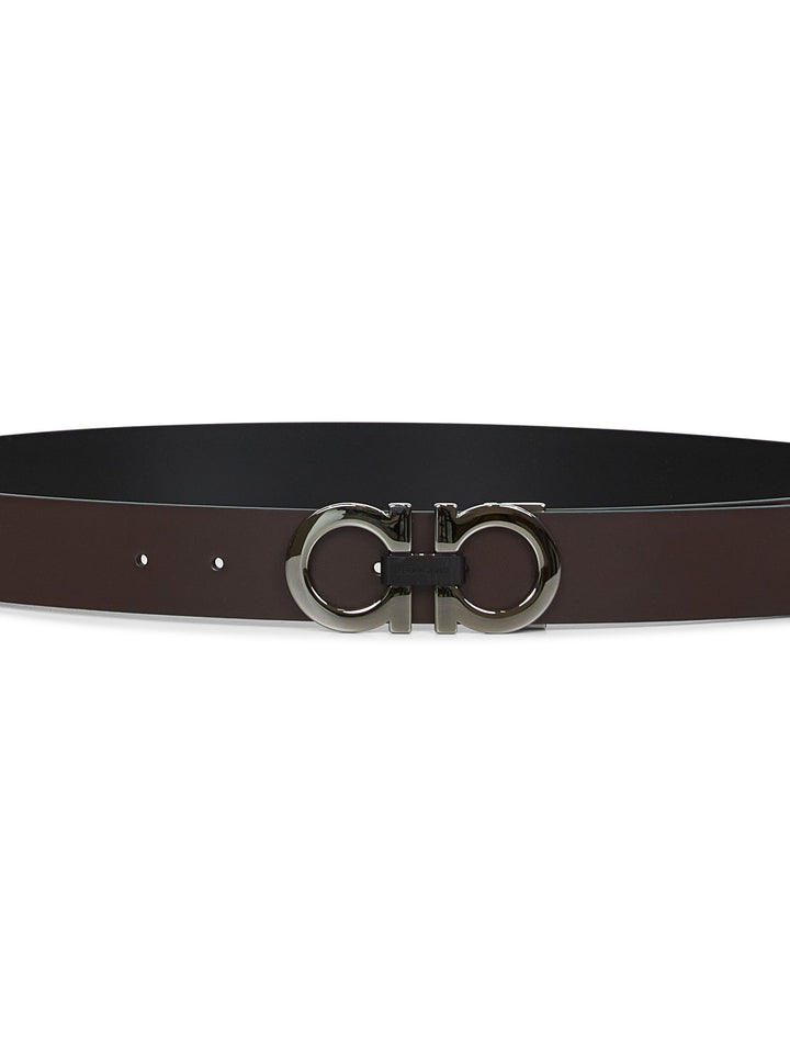 Ferragamo Men Dark Brown Gancini Reversible Belt