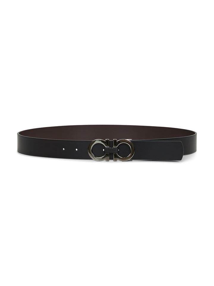 Ferragamo Men Dark Brown Gancini Reversible Belt