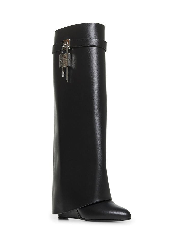 Givenchy Women Black Leather Shark Lock Boots