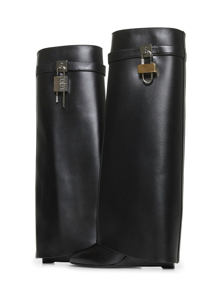 Givenchy Women Black Leather Shark Lock Boots