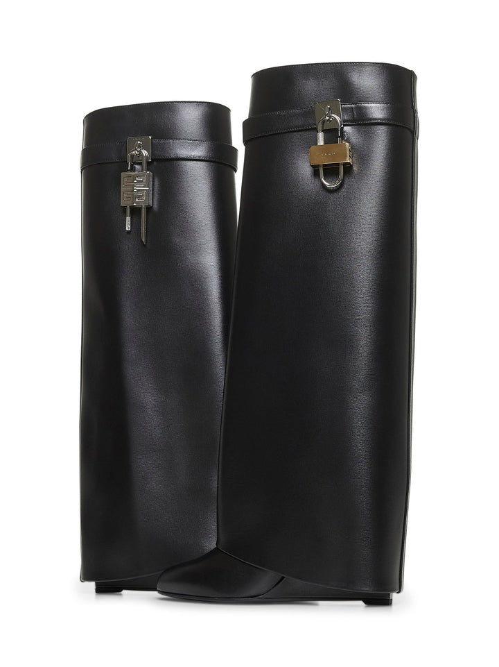 Givenchy Women Black Leather Shark Lock Boots