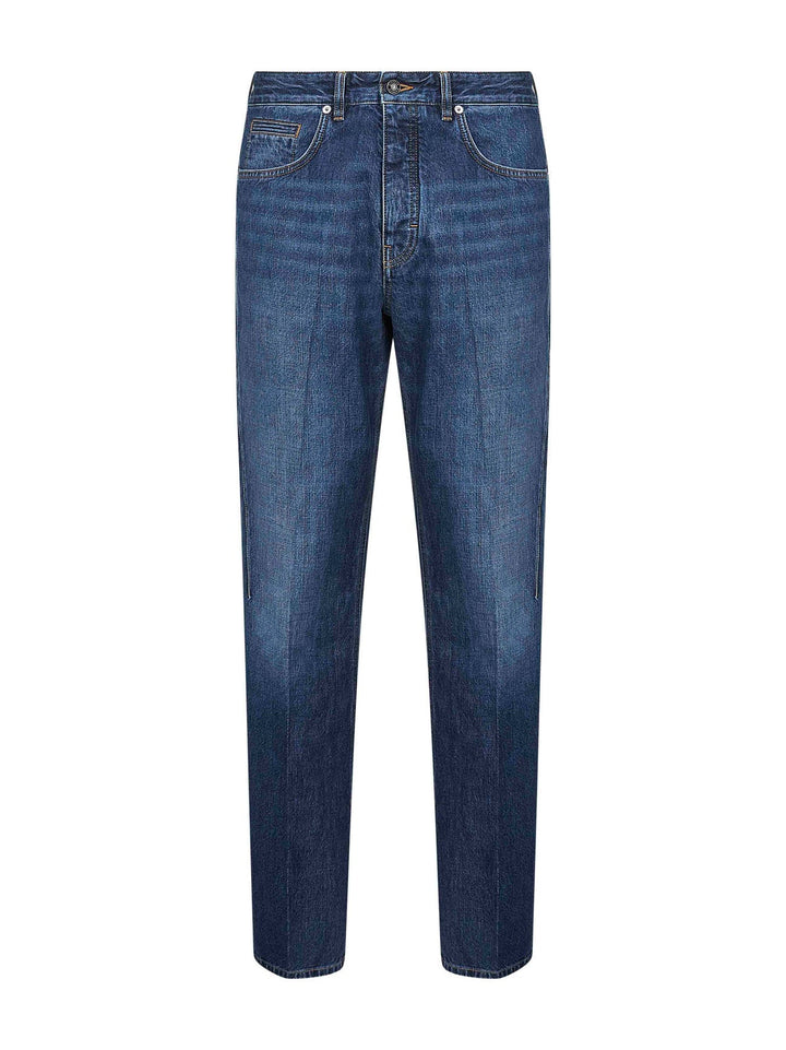 Givenchy Men Blue Washed Denim Straight Jeans