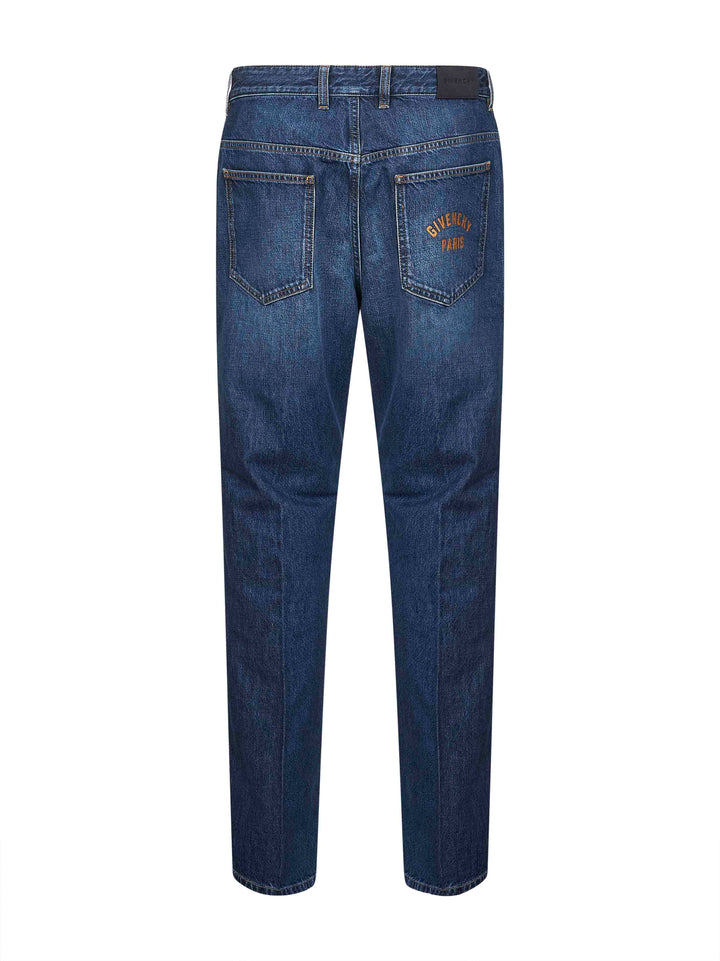 Givenchy Men Blue Washed Denim Straight Jeans