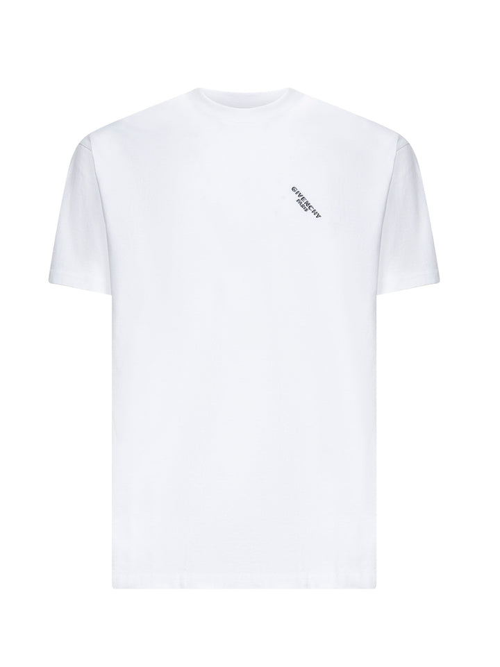 Givenchy Men White Jersey Crewneck T-Shirt With Signature