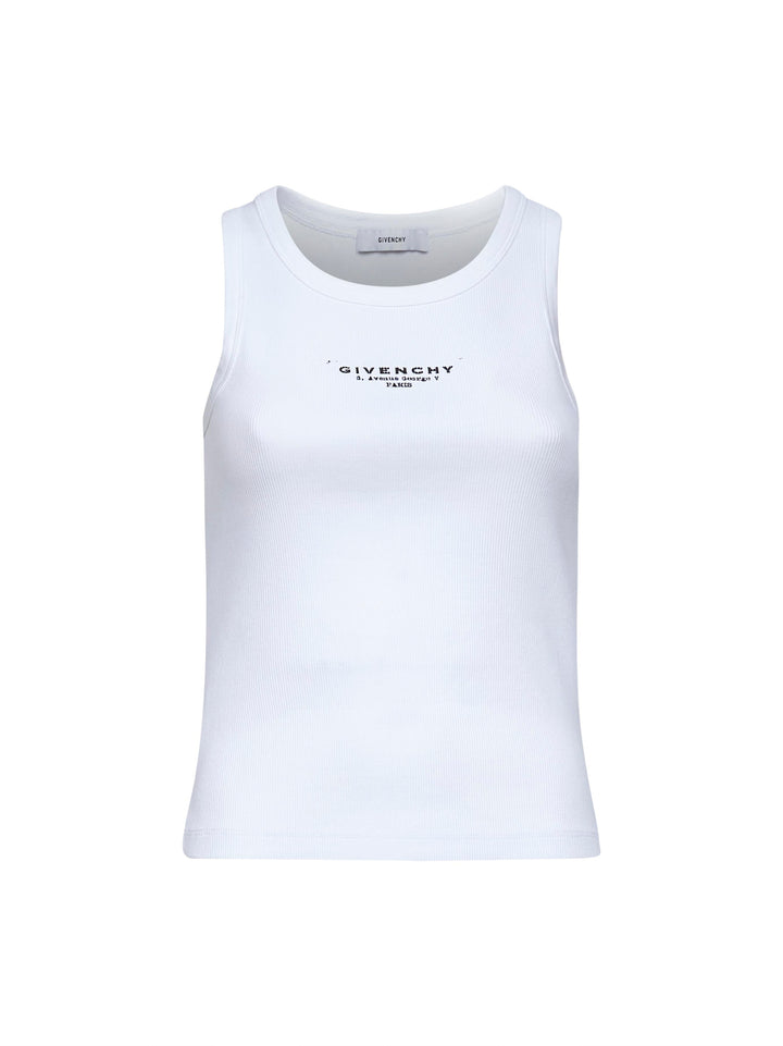 Givenchy Women White Givenchy Stamp Printed Cotton Tank Top