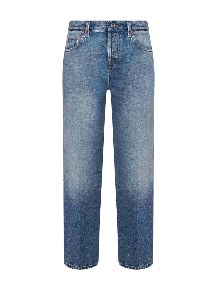 Gucci Women Light Blue Cotton Denim Straight Jeans