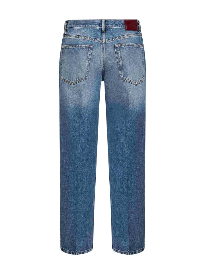 Gucci Women Light Blue Cotton Denim Straight Jeans