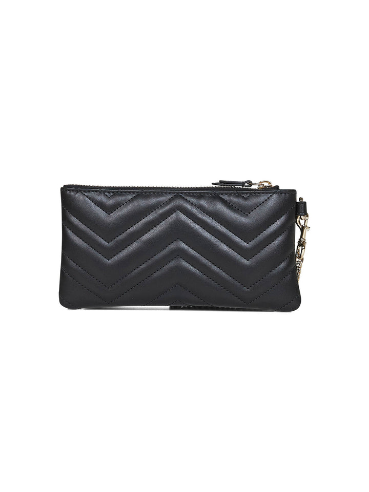 Gucci Women Black Gg Marmont Small Pouch With Chain
