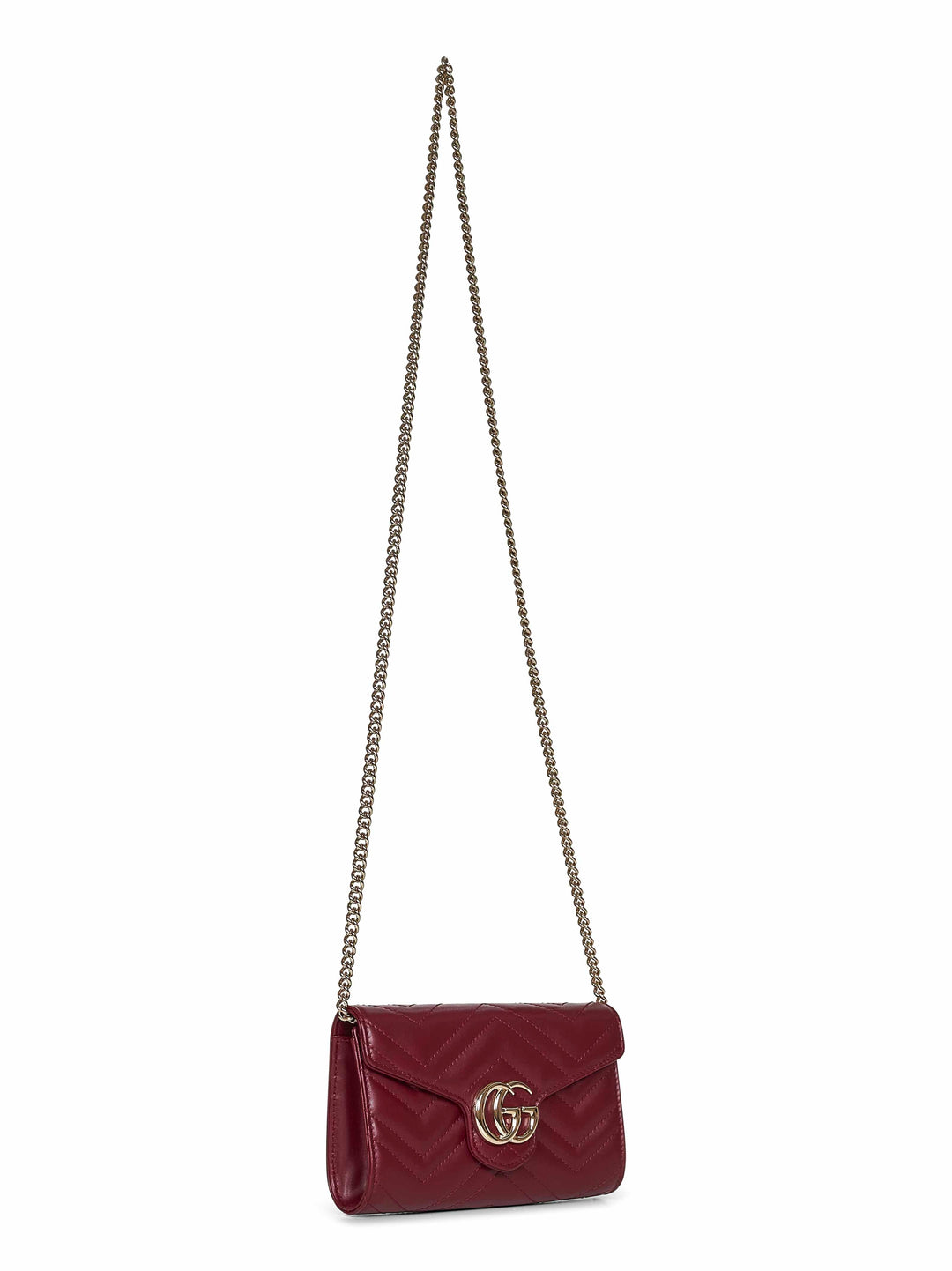 Gucci Women Burgundy Gg Marmont Wallet On Chain
