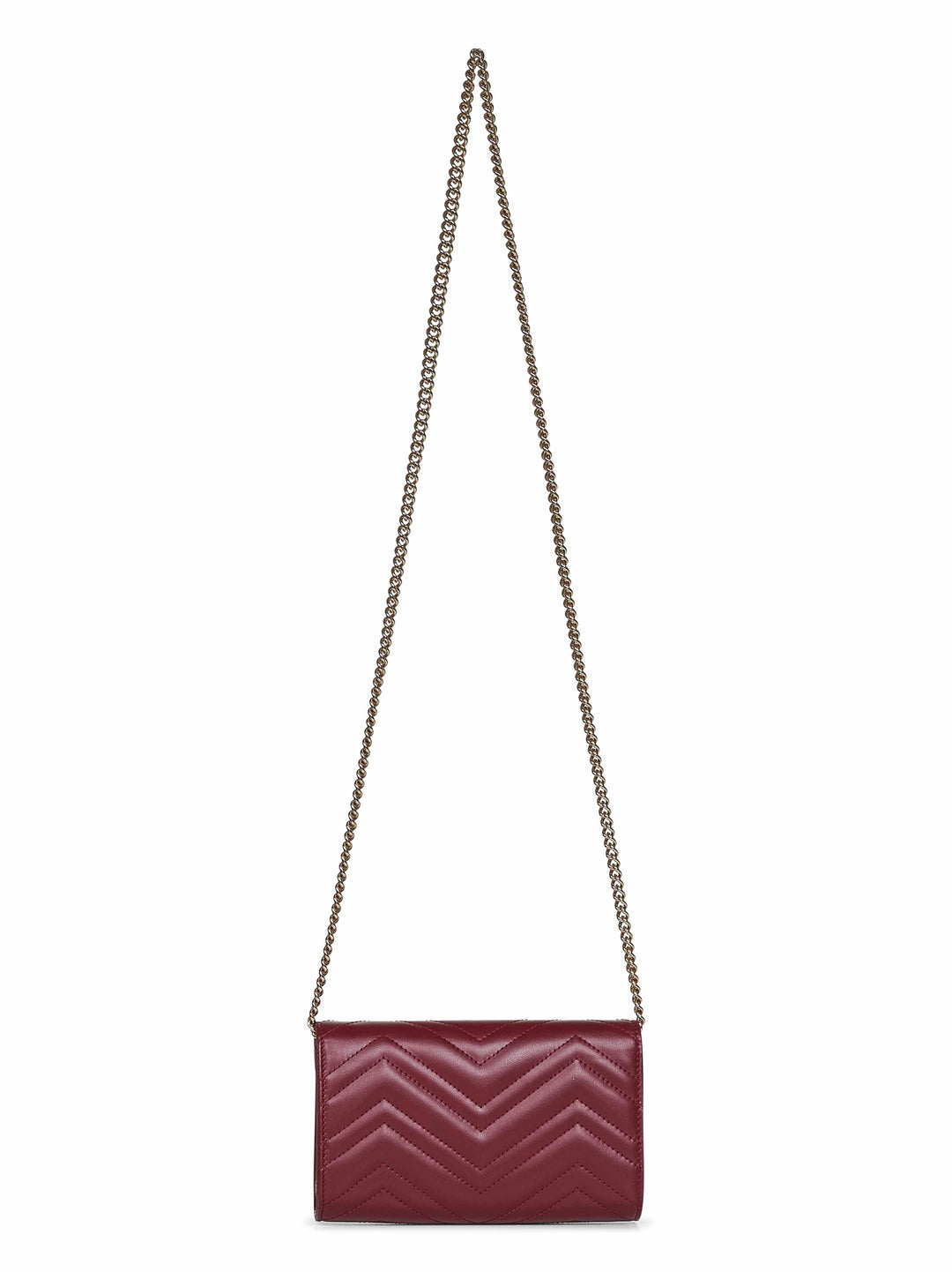 Gucci Women Burgundy Gg Marmont Wallet On Chain