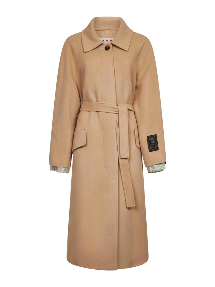 Marni Women Camel Virgin Wool And Cashmere Single-Breasted Coat