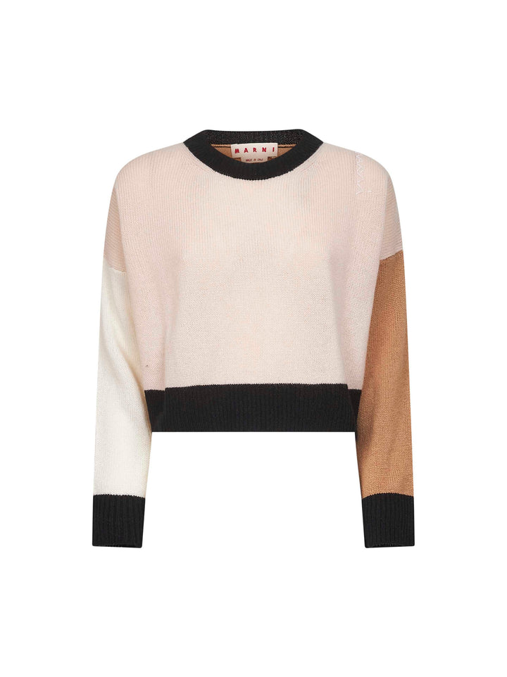Marni Women Cropped Cashmere Sweater In Pink Color Block