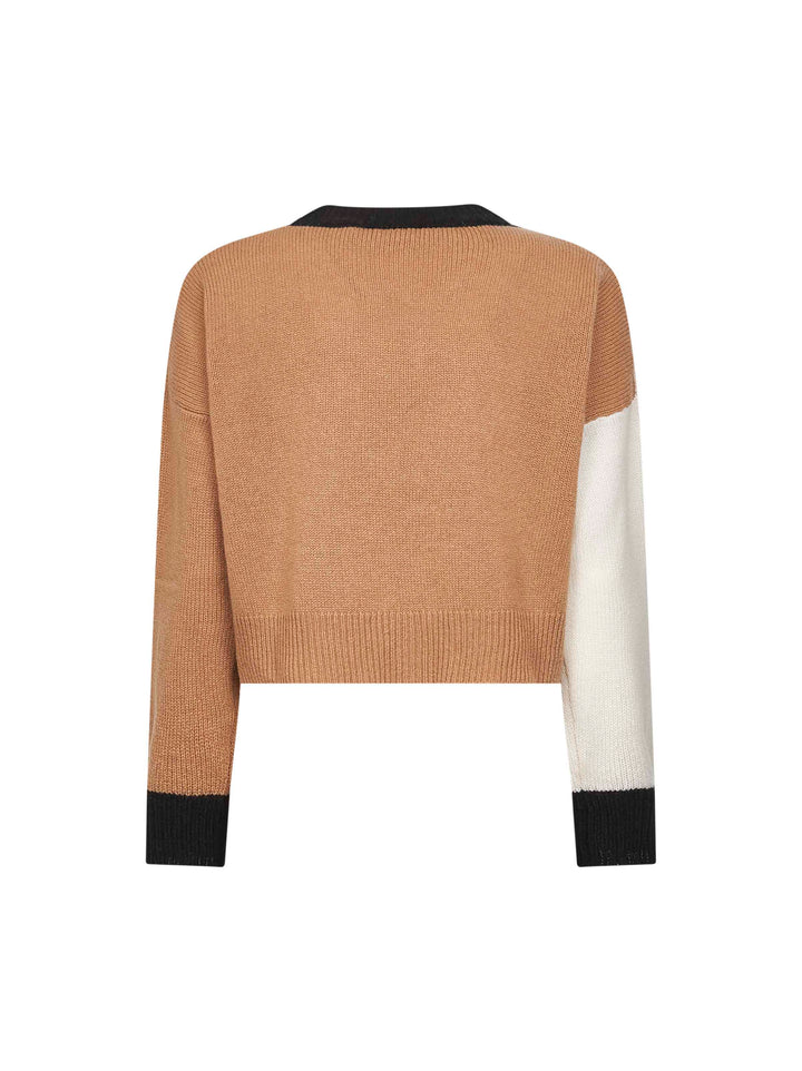 Marni Women Cropped Cashmere Sweater In Pink Color Block