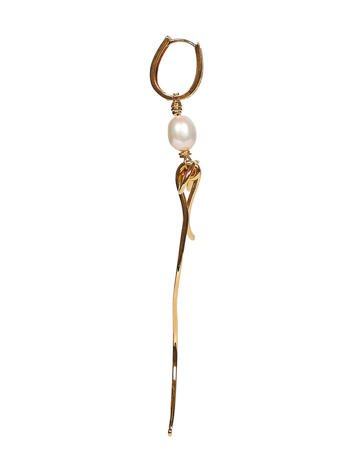 Marni Women Gold Bow Drop Earrings With Pearls