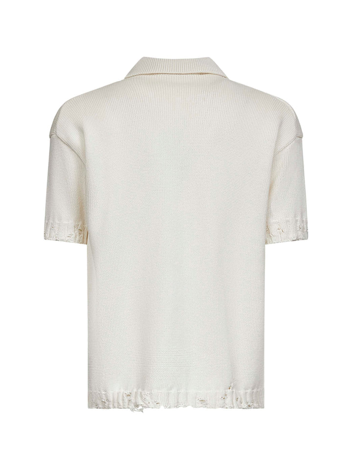 Marni Men Ivory Cotton Knit Polo Shirt