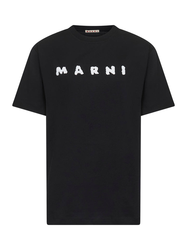 Marni Women Black Jersey Marni Scribbled Logo T-Shirt