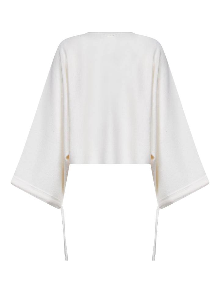 Max Mara Women White Wool Knit Frais Cropped Sweater