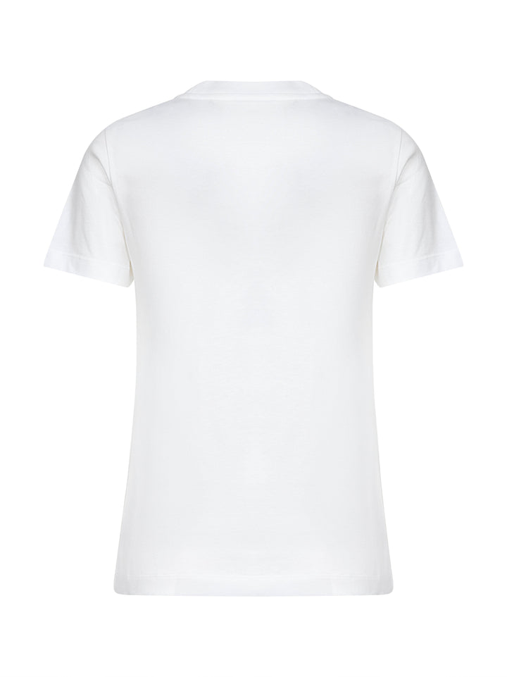 Moncler Women White Cotton Rhinestone Logo T-Shirt