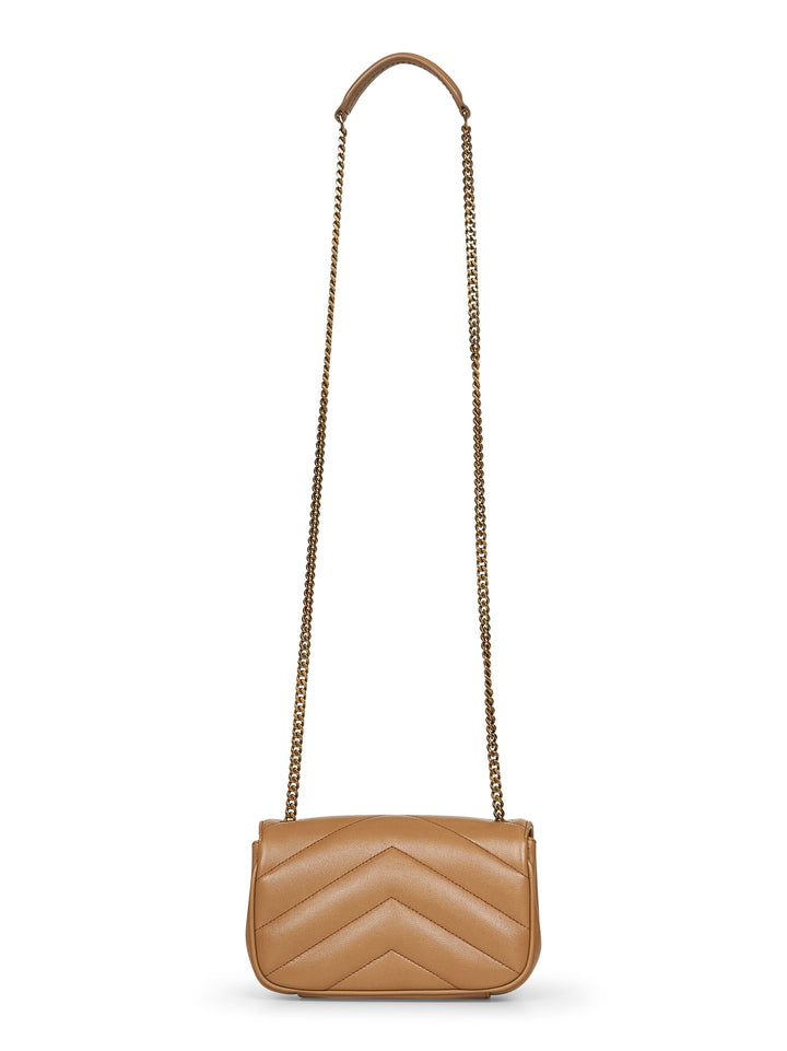 Saint Laurent Women Beige Loulou Mini Crossbody Bag