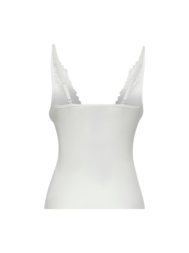 Self Portrait Women White Viscose Rib Knit Top