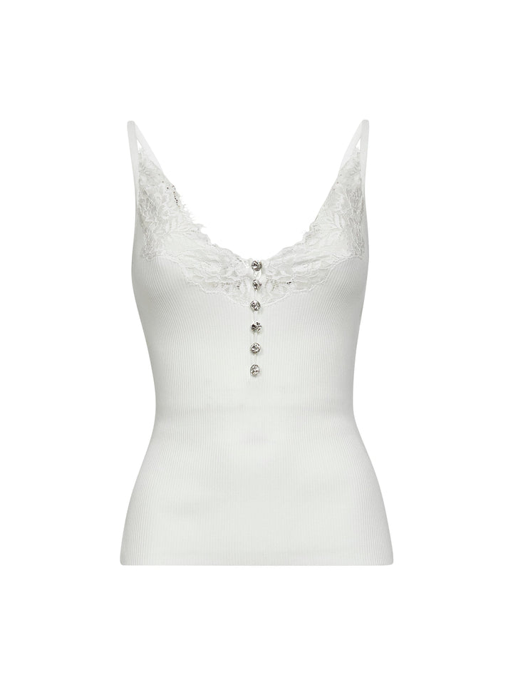 Self Portrait Women White Viscose Rib Knit Top