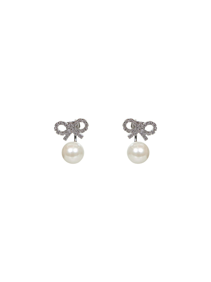 Self Portrait Women Crystal Bow Pearl Jacket Earrings