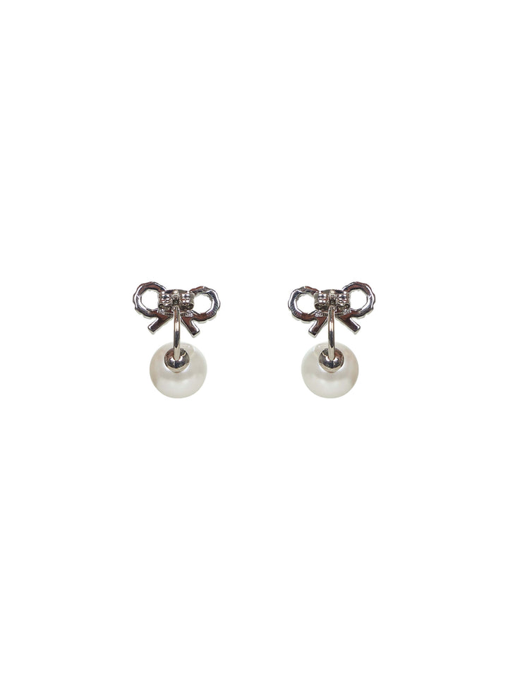 Self Portrait Women Crystal Bow Pearl Jacket Earrings