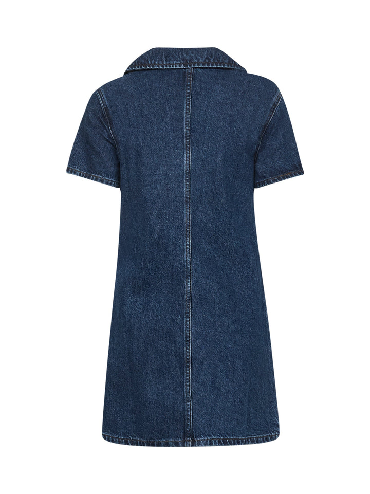 Self Portrait Women Blue Denim Gold Bow Mini Dress