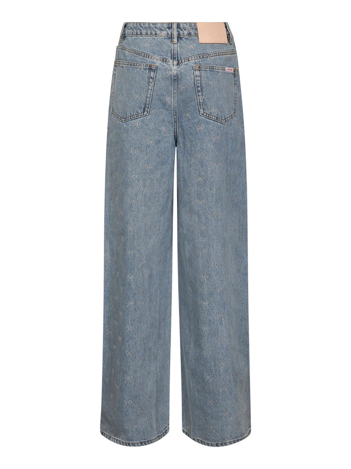 Self Portrait Women Light Blue Denim Diamante Bow Jeans<Br/>