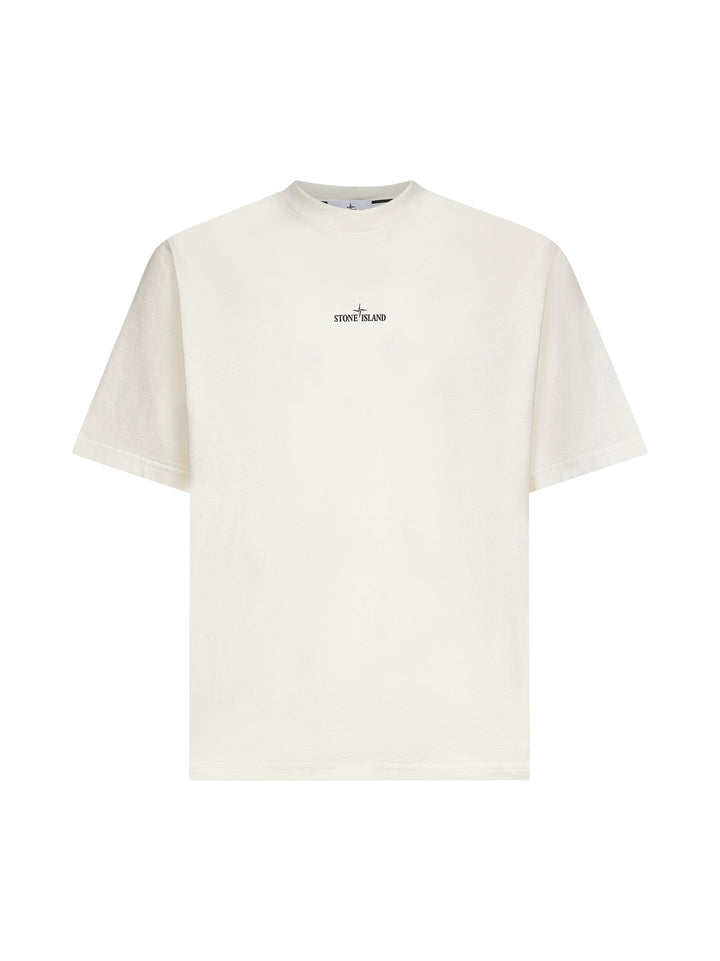Stone Island Men Ivory Jersey Printed T-Shirt