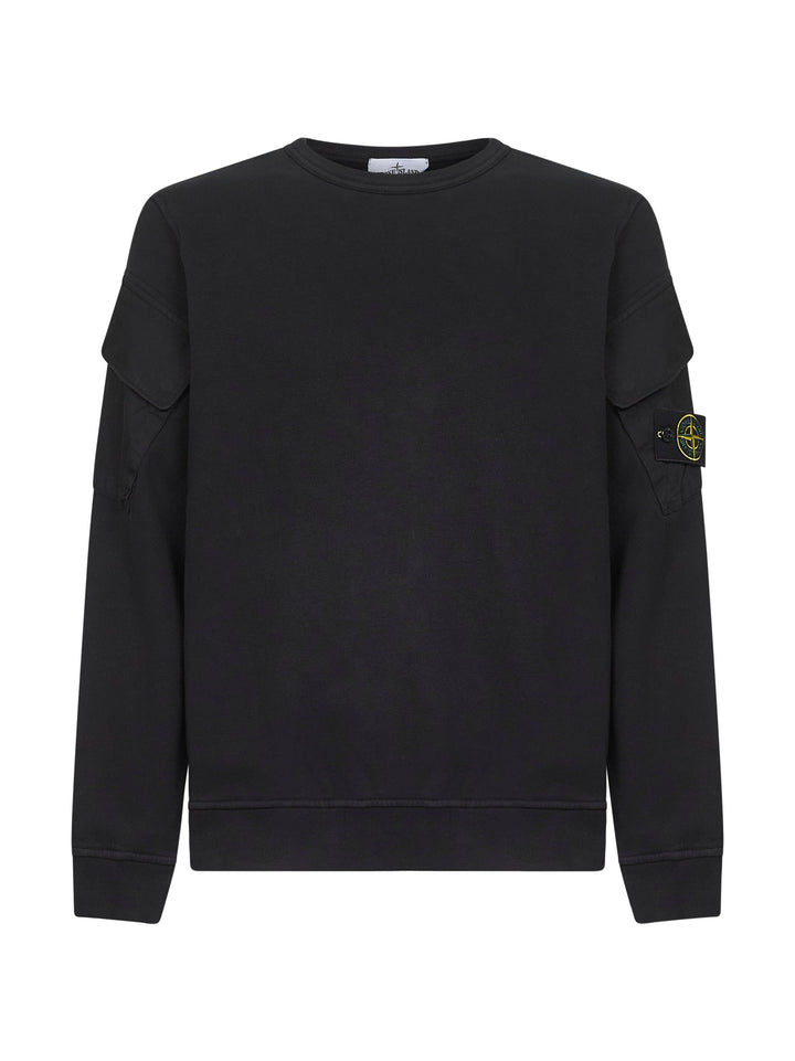 Stone Island Men Black Cotton Crewneck Sweatshirt