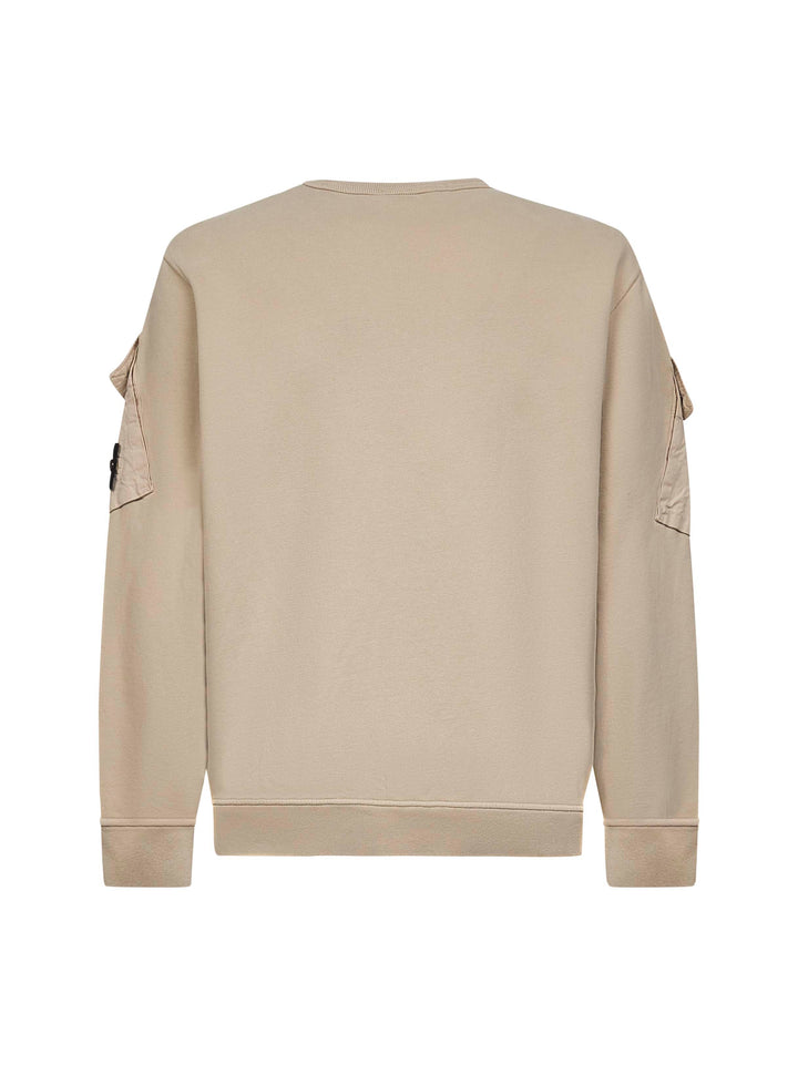 Stone Island Men Beige Cotton Crewneck Sweatshirt