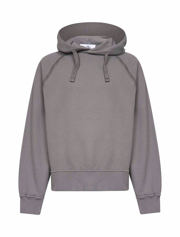 Stone Island Men Grey Brushed Organic Cotton Hoodie
