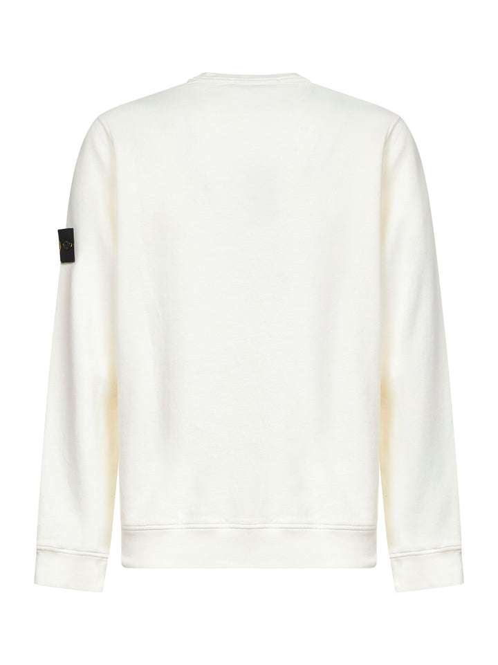 Stone Island Men Ivory Brushed Organic Cotton Crewneck Sweatshirt