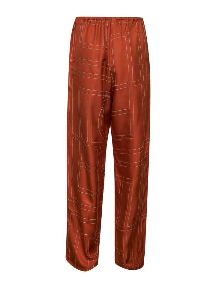 Toteme Women Orange Silk Twill Monogram Pajama Pants