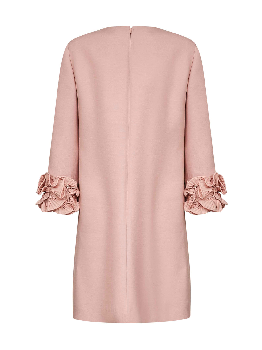 Valentino Women Pink Crepe Couture Short Dress With Ruffles