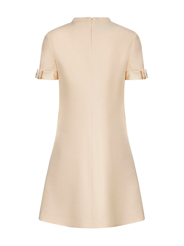 Valentino Women Beige Crepe Couture Short Dress With Bows