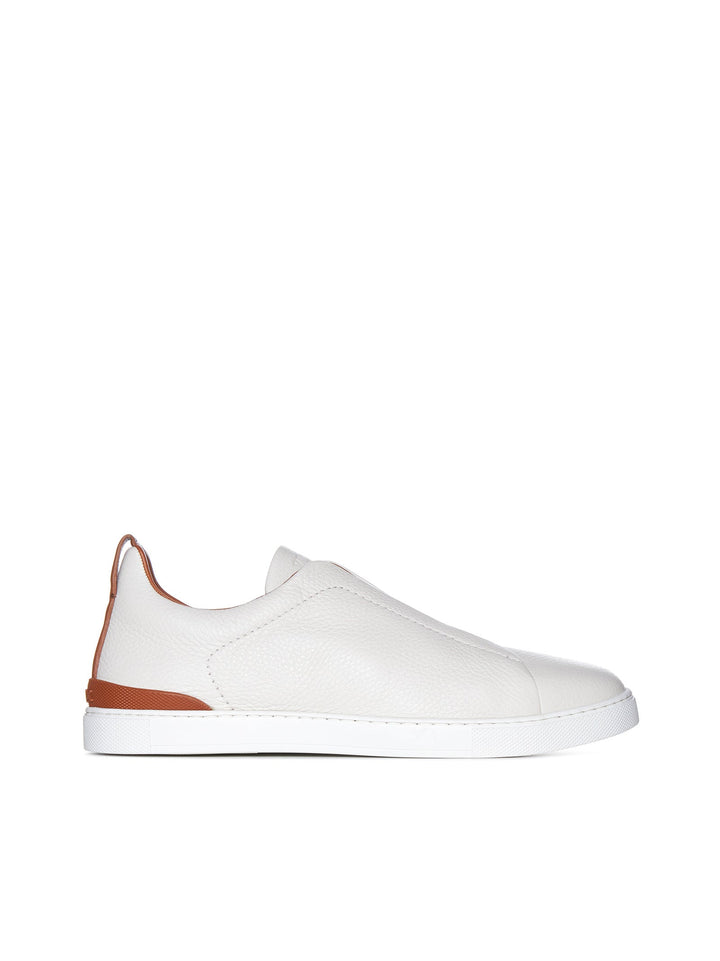 Zegna Men Triple Stitch™ Sneaker In Cream Deer Leather