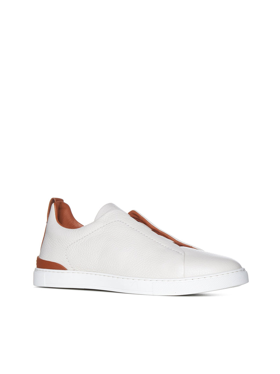 Zegna Men Triple Stitch™ Sneaker In Cream Deer Leather