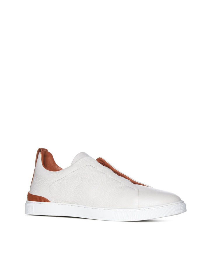 Zegna Men Triple Stitch™ Sneaker In Cream Deer Leather