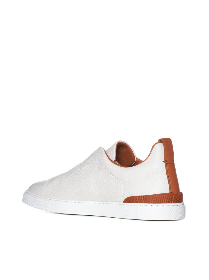 Zegna Men Triple Stitch™ Sneaker In Cream Deer Leather