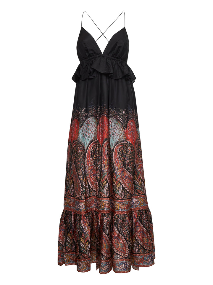 Zimmermann Women Black Paisley Silk Rhiannon Maxi Dress